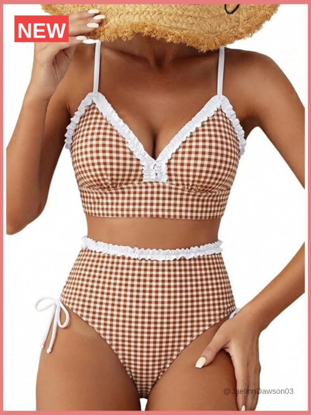 High Waisted Bikini Sets with Ruffle Trim Tie Side Swimsuits
